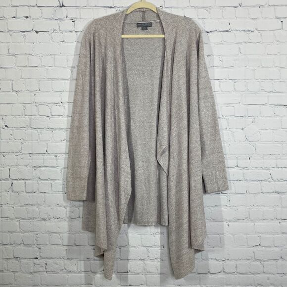 Barefoot Dreams Bamboo Chic Lite Cardigan 1X Brown Gray Long Weekend Rib Sweater - Picture 2 of 14